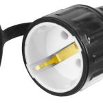 Розетка СИБИН электрическая ударопрочная, с заземлением, 16А/220В, IP44, черная 55186-B