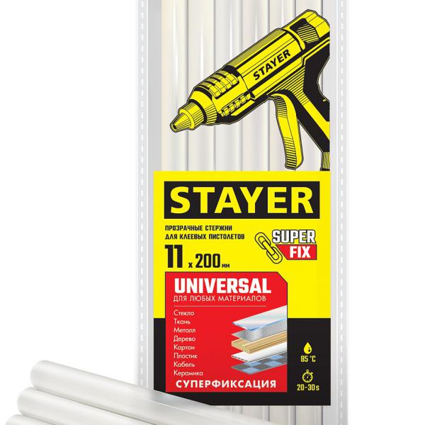 Стержни 11х200мм STAYER "MASTER" для клеевых (термоклеящих) пистолетов, цвет прозрачный по стеклу и пластику 6шт