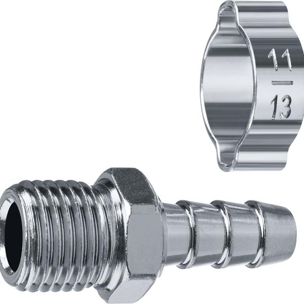 Переходник штуцер ″елочка″ 8 мм - 1/4″М Наруж.., с обжимным хомутом Зубр Профессионал 64924-1/4-08